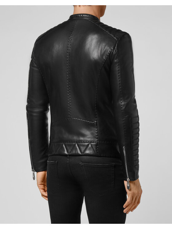 PHILIPP PLEIN PHILIPP PLEIN Giacca di pelle 5615 Nero Slim Fit