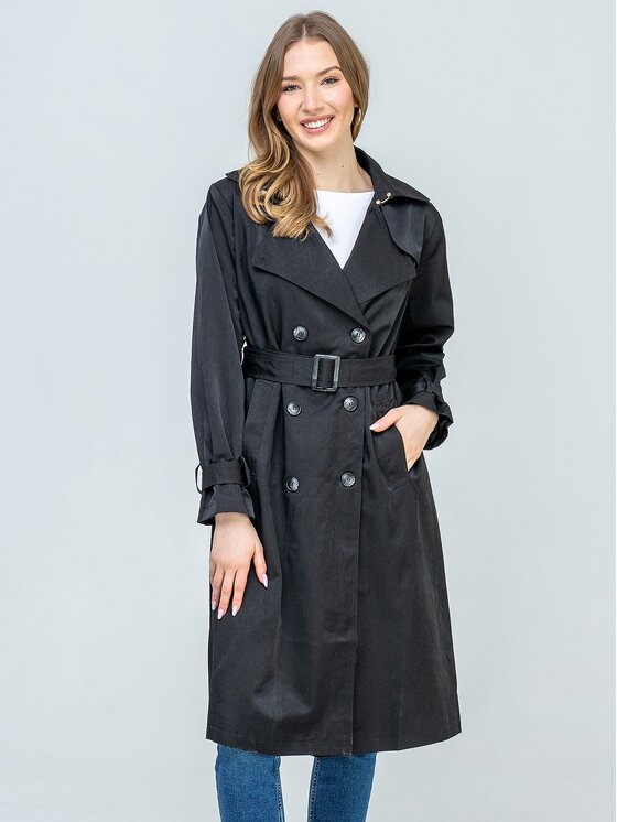 Perso Perso Trencz BLE262678F Czarny Regular Fit