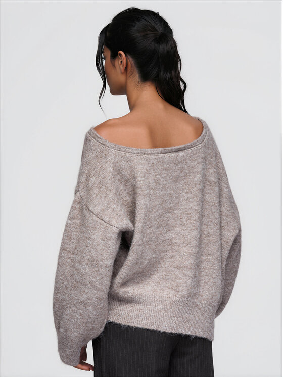Ombre Ombre Svetr OW-SW-E0060 Béžová Relaxed Fit