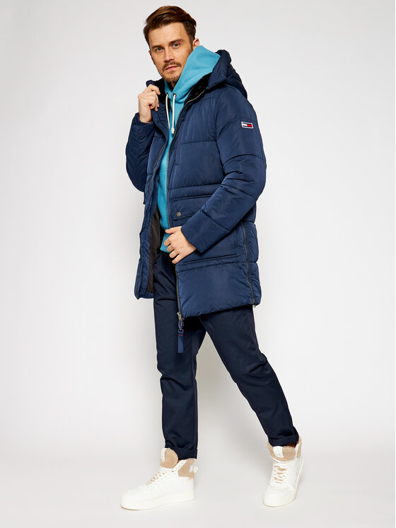 Tommy Jeans Daunenjacke Casual DM0DM09509 Dunkelblau Regular Fit • Modivo.de