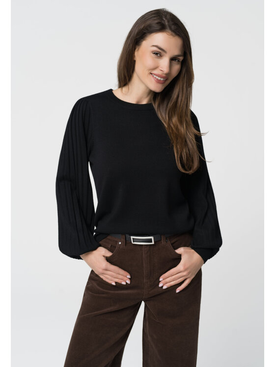Volcano Volcano Sweter S-MONKI Czarny Regular Fit