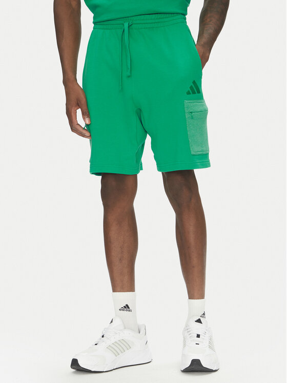 adidas Športové kraťasy ALL SZN French Terry Colorblock JN9485 Zelená Regular Fit