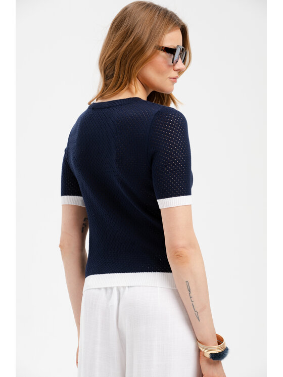 blue shadow blue shadow Bluzka Motia Niebieski Regular Fit
