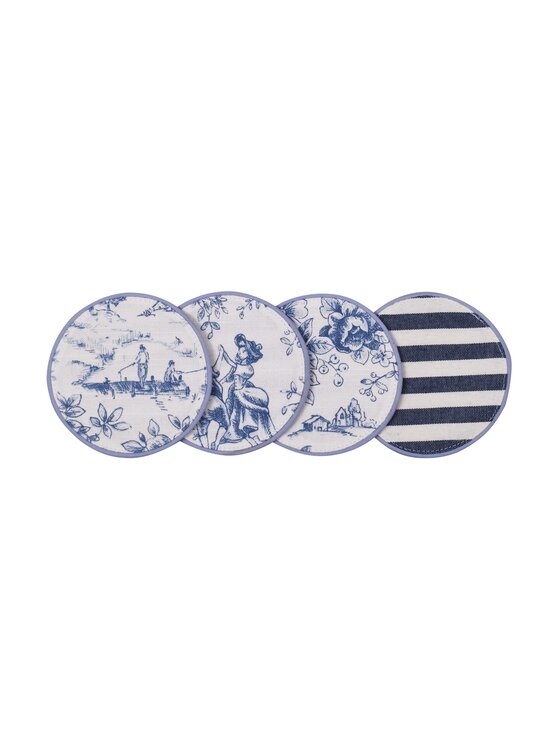 Roseberry Home Roseberry Home Podkładka na stół Mini dwustronne w stylu francuskim Toile de Jouy Blue & Stripes Niebieski