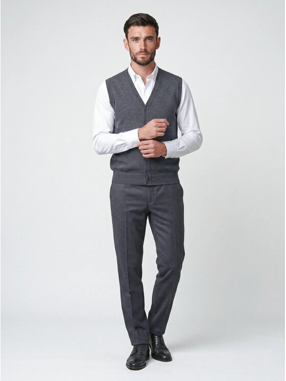 Willsoor Willsoor Kamizelka 71734/2 Szary Regular Fit