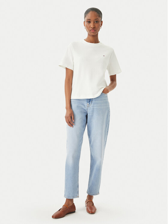 Tommy Hilfiger Tommy Hilfiger T-krekls WW0WW49646 Balts Boxy Fit