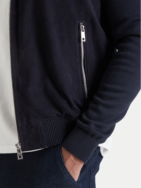 Milestone Milestone Кожено яке 61163860755 Тъмносин Slim Fit