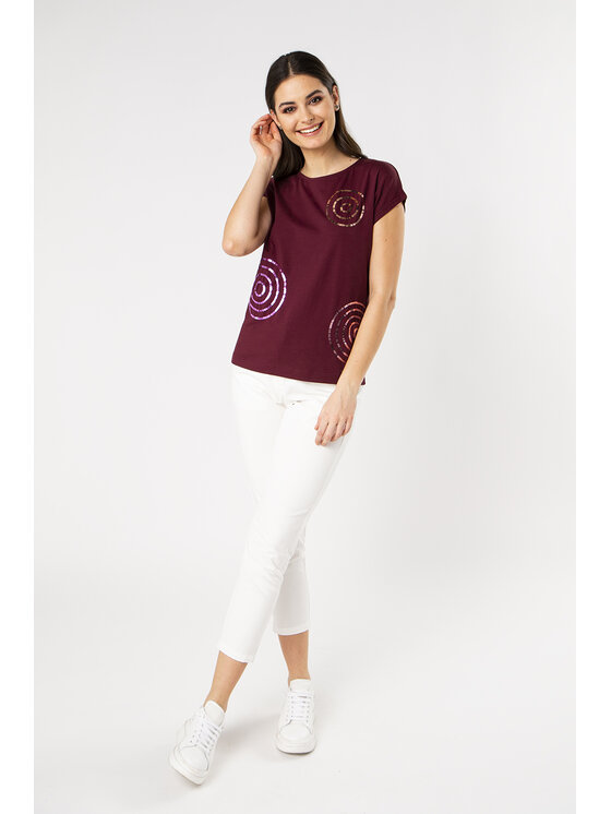 QUIOSQUE QUIOSQUE Blúzka 19-TD-171 Bordová Regular Fit