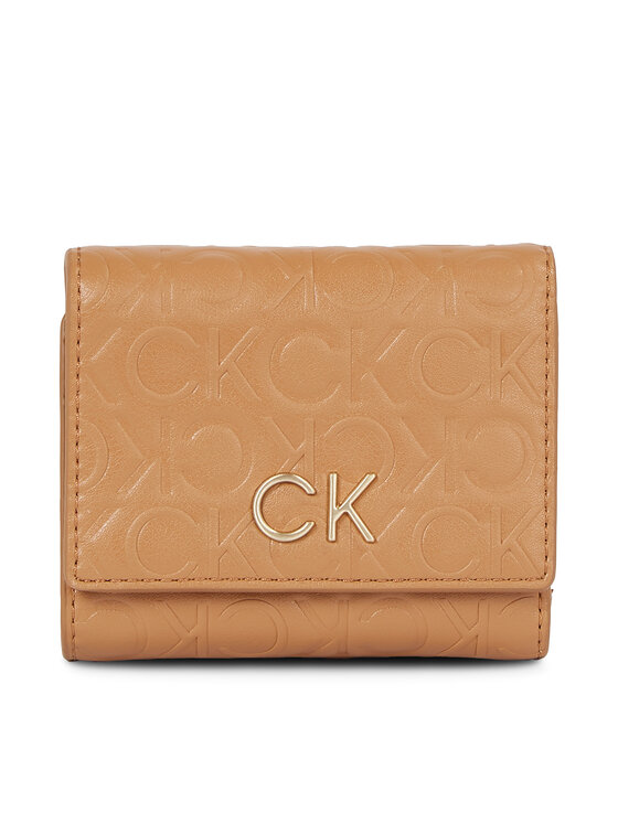 Calvin Klein Dámska peňaženka Re-Lock Trifold Xs Emb K60K611321 Hnedá