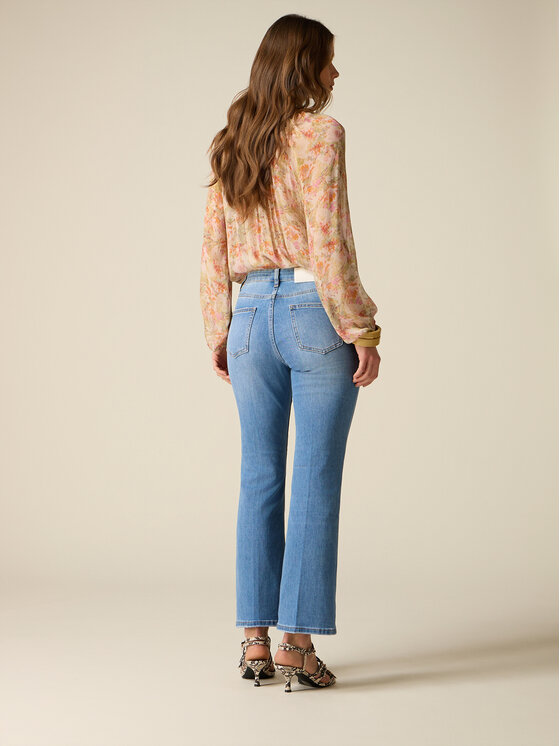 Oltre Oltre Jeansy P456R108889N004 Turkusowy Flare Fit