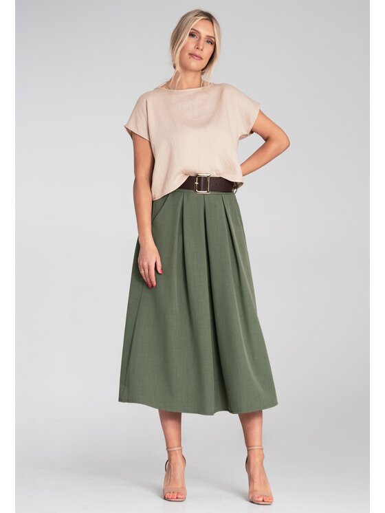 FIGL FIGL Spódnica midi M1201 Zielony Flared Fit