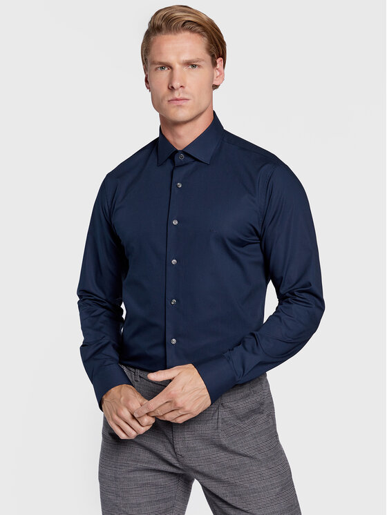 Michael Kors Košulja MD0MD90425 Tamnoplava Slim Fit