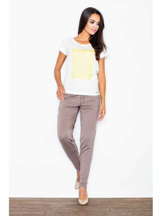 FIGL FIGL Dámske nohavice M280 Hnedá Regular Fit