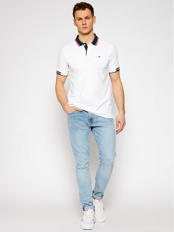 Tommy Jeans Polo Tj Detail Rib Jaquard DM0DM10326 Bianco Regular Fit •  Modivo.it