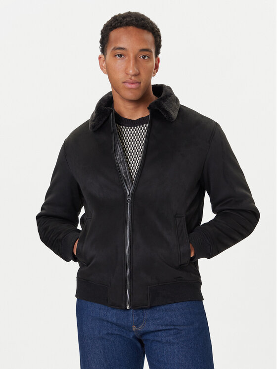 Guess Guess Bunda z imitace kůže M5BL43 W2302 Černá Regular Fit