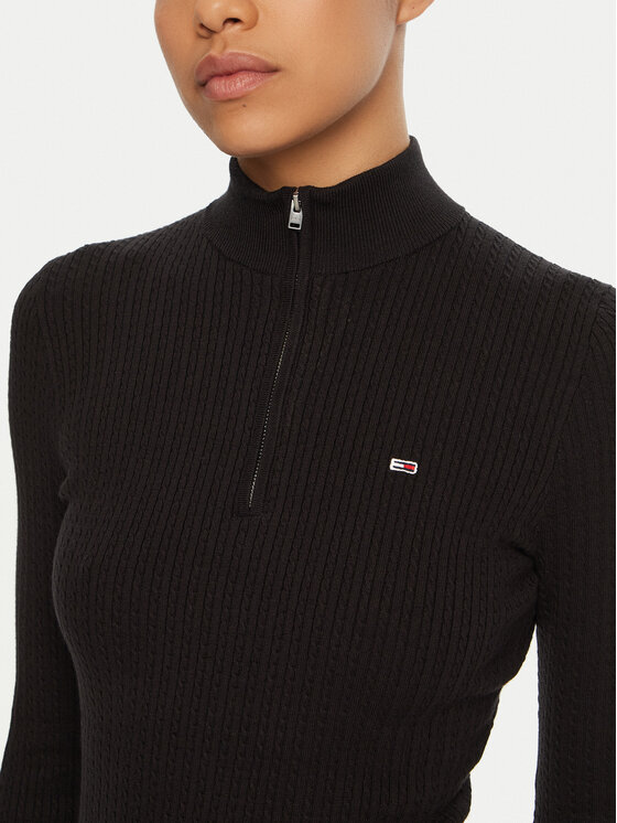 Tommy Jeans Tommy Jeans Rochie tricotată DW0DW19490 Negru Slim Fit