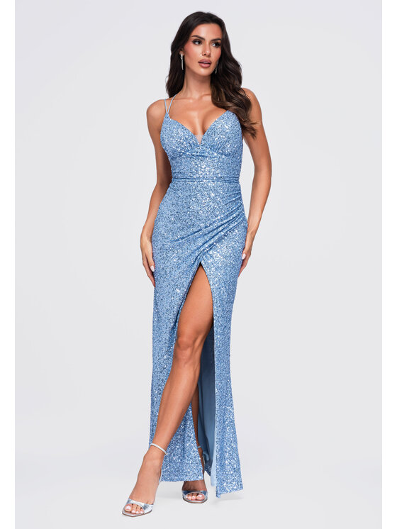 Ombre Ombre Večerní šaty LA-OM-DLR467 Modrá Slim Fit