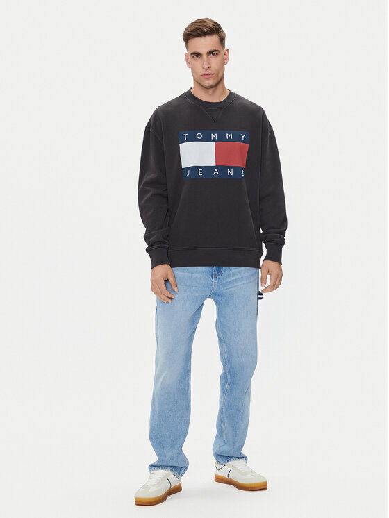 Tommy Jeans Tommy Jeans Majica dugih rukava Big Flag DM0DM19222 Crna Relaxed Fit