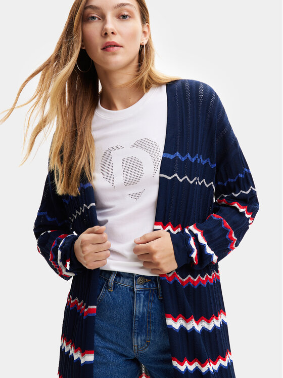 Desigual Desigual Kardigán Cloë 24SWJF39 Sötétkék Regular Fit
