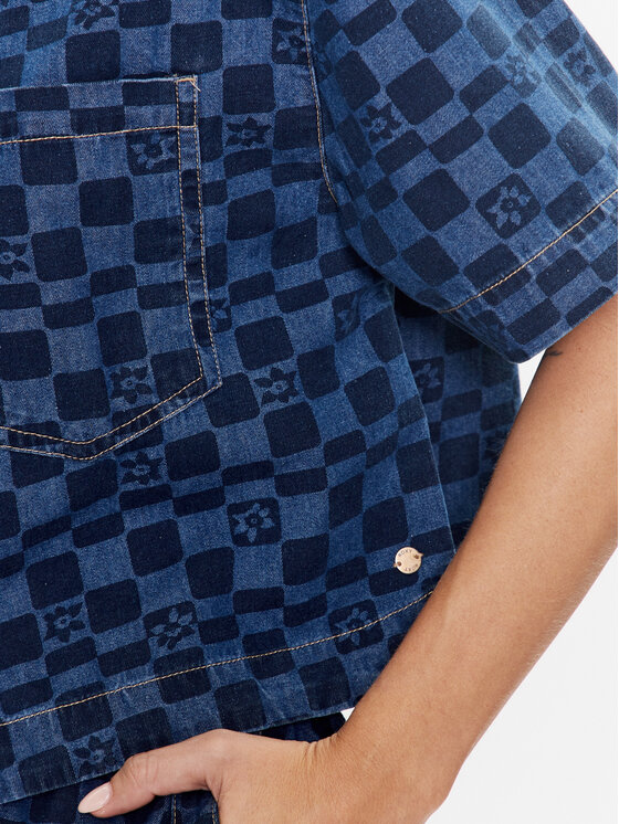 Blue Wave Club Printed - Camicia di jeans a maniche corte da Donna