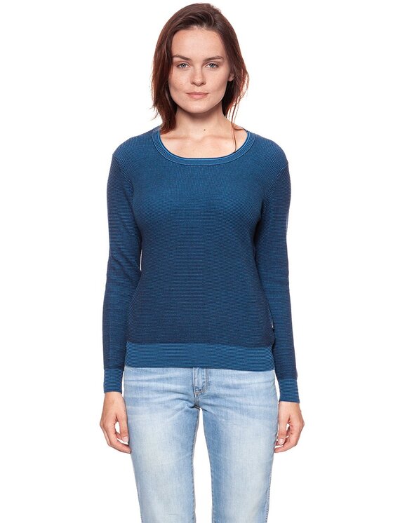 Wrangler Wrangler Sweter TWO TONE KNIT Niebieski Regular Fit