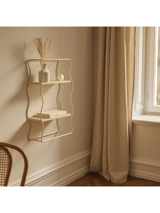MIAhome MIAhome Półka metalowa, falista, beżowa Judy 40x12x58 cm Beżowy