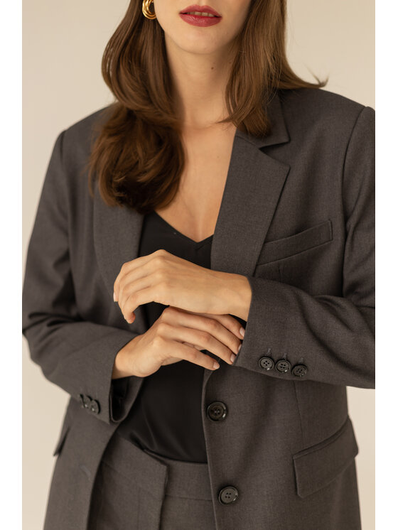 Entelier Entelier Marynarka luźny fason Szary Comfortable Fit
