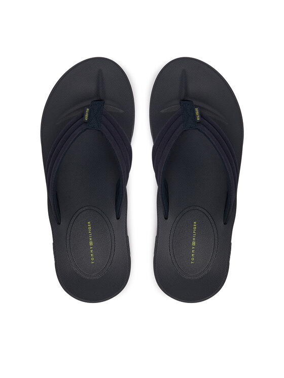 Tommy Hilfiger Tommy Hilfiger Čības uz pirksta Molded Hilfiger Lth Beach Sandal FM0FM05802 Tumši zils