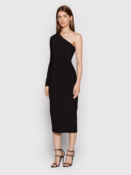 Victoria Victoria Beckham Victoria Victoria Beckham Rochie cocktail One Shoulder 1222KDR003593A Negru Slim Fit