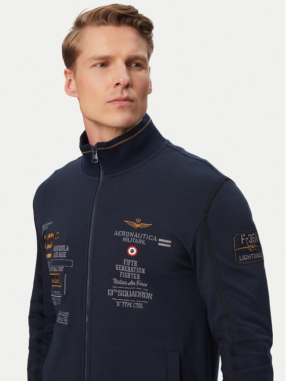 Aeronautica Militare Aeronautica Militare Majica dugih rukava 261FE2109UF00683 Tamnoplava Regular Fit