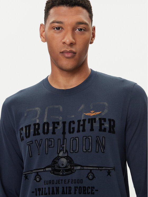 Aeronautica Militare Aeronautica Militare Majica z dolgimi rokavi 252TS2477UJ00641 Mornarsko modra Regular Fit