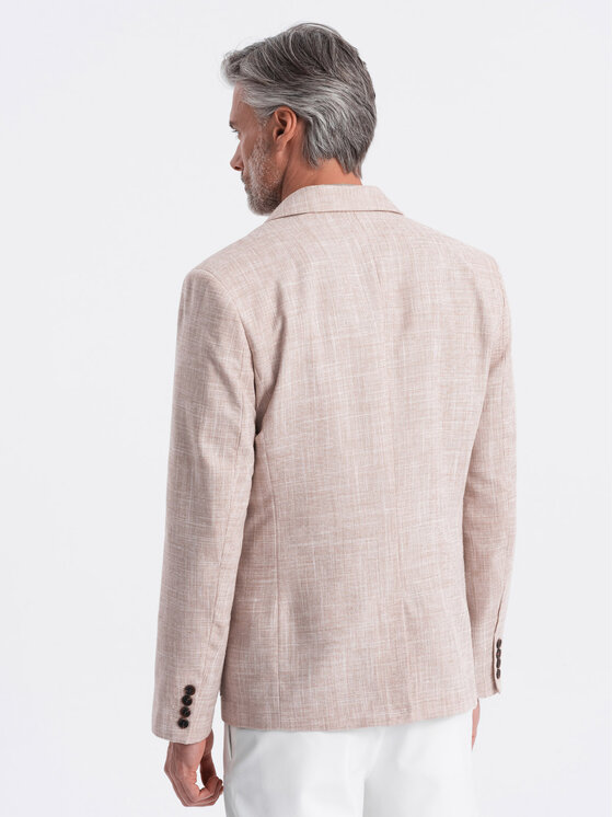Ombre Ombre Marynarka OM-BLZB-0128 Beżowy Regular Fit