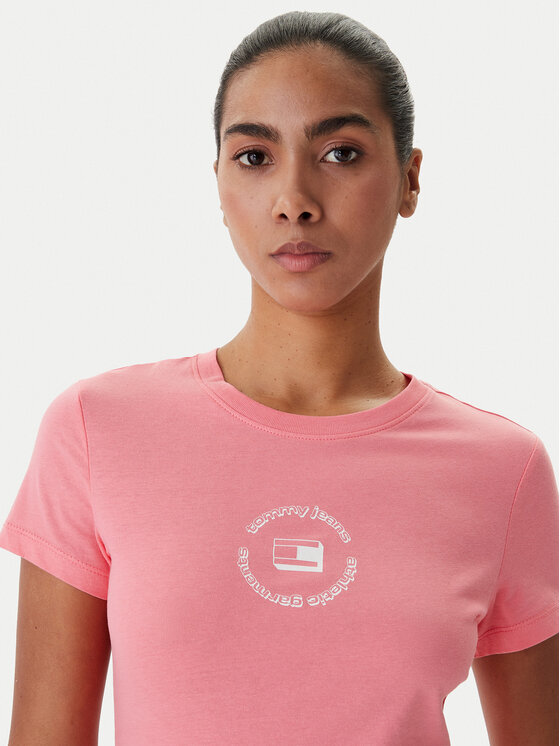 Tommy Jeans Tommy Jeans Póló DW0DW22273 Rózsaszín Slim Fit
