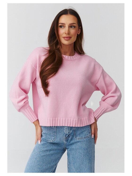Makadamia Makadamia Sweter C43 Różowy Loose Fit