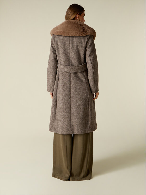 Oltre Oltre Cappotto invernale 8018R001316N022 Crema Baggy Fit