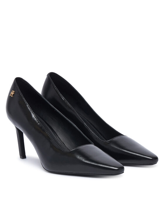 Tommy Hilfiger Tommy Hilfiger Štikle Squared Toe High Heel Lth Pump FW0FW09510 Crna
