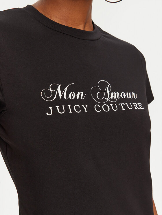 Juicy Couture Juicy Couture Tričko Mon Amour JCSCT224407 Čierna Slim Fit