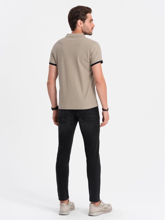 Ombre Ombre Polo OM-POSS-0113 Brązowy Fitting Fit