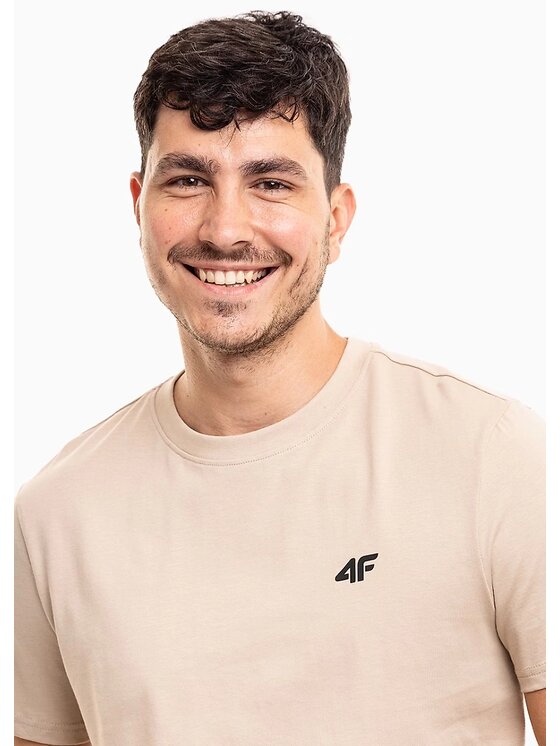 4F 4F T-Shirt 4FWSS26TTSHM4484-83S Beżowy Regular Fit