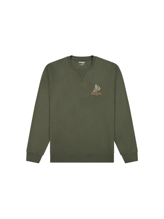 Wrangler Wrangler Felpa EMBROIDERY CREW Verde Comfort Fit
