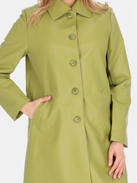Perso Perso Płaszcz przejściowy BLE252369F Zielony Regular Fit