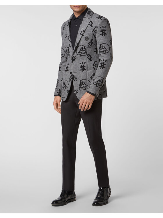 PHILIPP PLEIN PHILIPP PLEIN Marynarka 13623 Szary Regular Fit