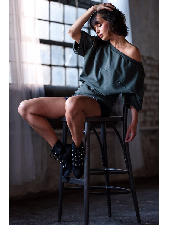 BeWear BeWear Mikina B079 Zelená Baggy Fit