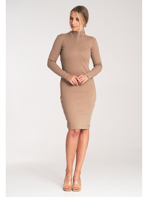 FIGL FIGLFIGL Vestito di maglia M1042 Beige Slim Fit