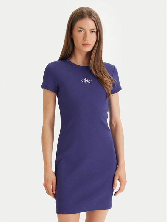 Calvin Klein Jeans Rochie de zi Monologo Baby LV047F241G Violet Slim Fit
