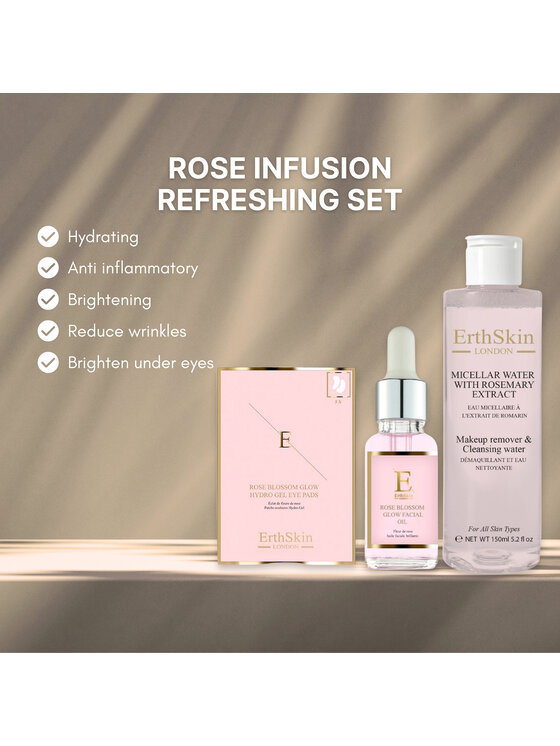 Erthskin London Erthskin London Płyn micelarny z ekstraktem + ROZŚWIETLAJĄCY OLEJEK + ROZŚWIETLAJĄCE HYDROŻELOWE PŁATKI POD OCZY Płyn micelarny