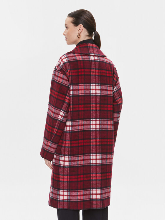 Tommy Hilfiger Tommy Hilfiger Palton de lână Imd Tartan WW0WW39761 Roșu Relaxed Fit