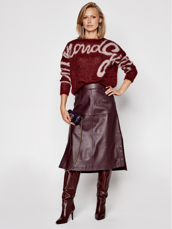 Sportmax Code Sportmax Code Kožená sukňa Osteo 74060105 Fialová Regular Fit