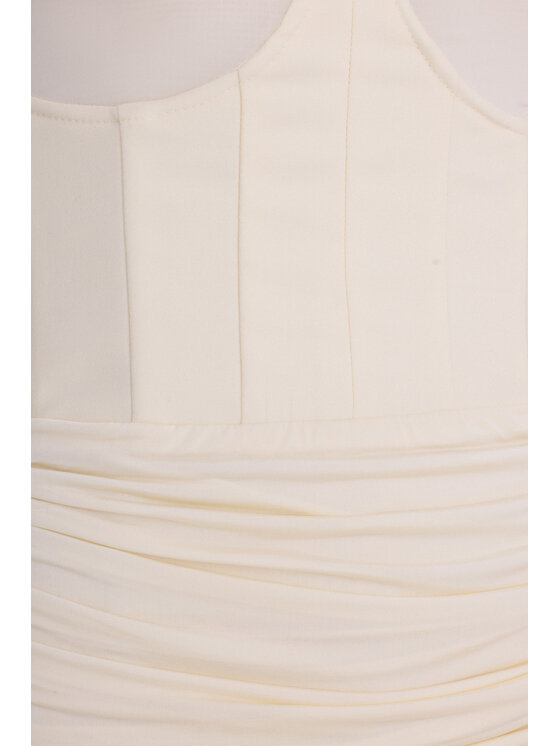 Epuzer Epuzer Sukienka wieczorowa Jersey corset maxi Kremowy Standard Fit