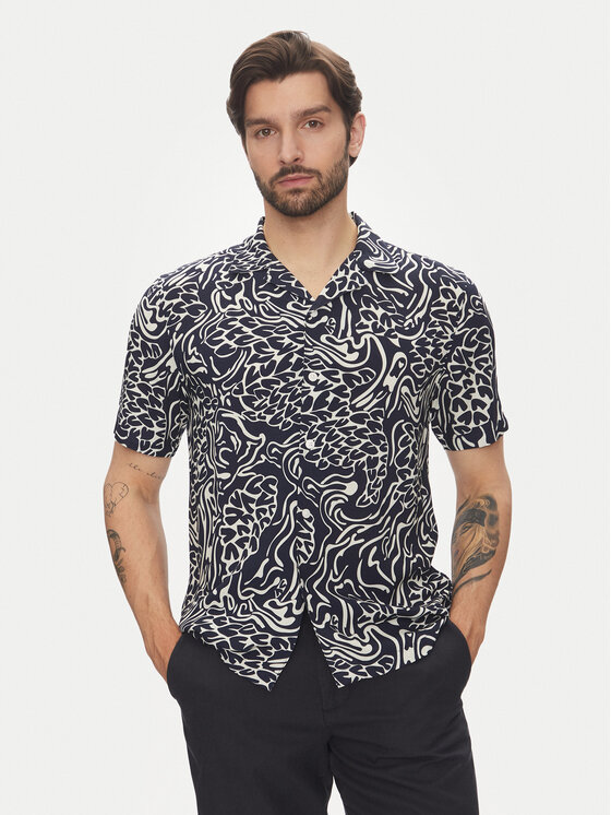 Lindbergh Košeľa 30-203717 Tmavomodrá Relaxed Fit